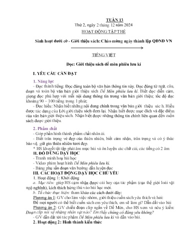 Kế hoạch bài dạy Lớp 5B - Tuần 13 Năm học 2024-2025