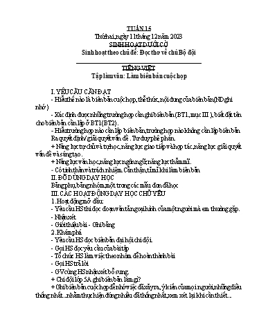 Kế hoạch bài dạy Lớp 5B - Tuần 15 Năm học 2023-2024
