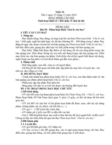Kế hoạch bài dạy Lớp 5B - Tuần 16 Năm học 2024-2025