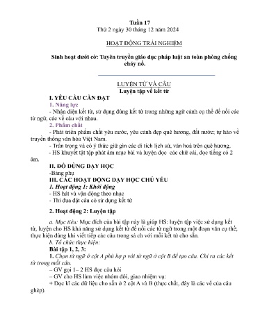 Kế hoạch bài dạy Lớp 5B - Tuần 17 Năm học 2024-2025