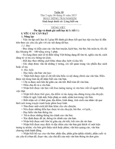 Kế hoạch bài dạy Lớp 5B - Tuần 18 Năm học 2024-2025