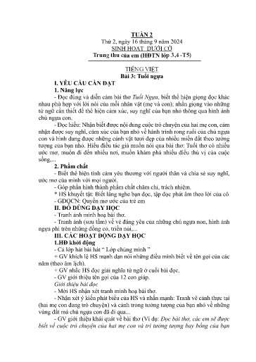Kế hoạch bài dạy Lớp 5B - Tuần 2 Năm học 2024-2025