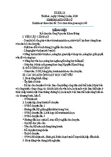 Kế hoạch bài dạy Lớp 5B - Tuần 23 Năm học 2023-2024