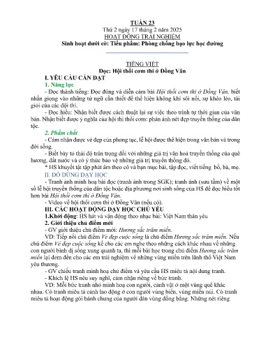 Kế hoạch bài dạy Lớp 5B - Tuần 23 Năm học 2024-2025