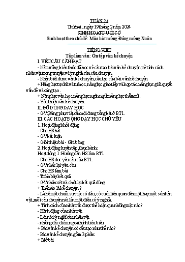 Kế hoạch bài dạy Lớp 5B - Tuần 24 Năm học 2023-2024