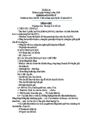 Kế hoạch bài dạy Lớp 5B - Tuần 26 Năm học 2023-2024