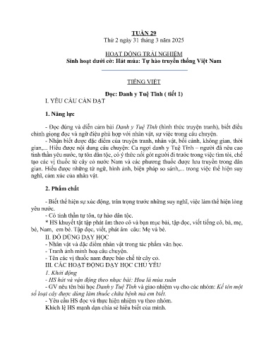 Kế hoạch bài dạy Lớp 5B - Tuần 29 Năm học 2024-2025