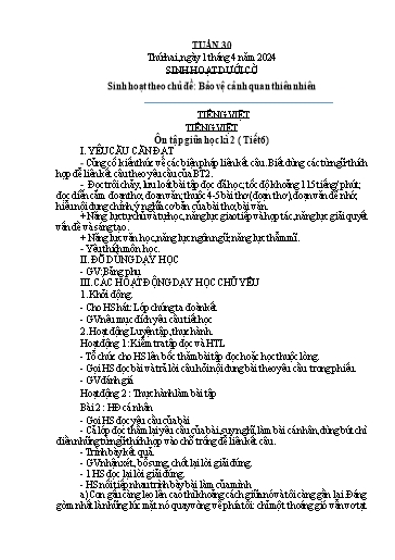 Kế hoạch bài dạy Lớp 5B - Tuần 30 Năm học 2023-2024