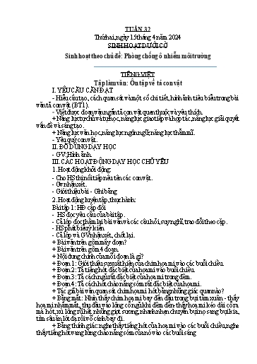 Kế hoạch bài dạy Lớp 5B - Tuần 32 Năm học 2023-2024