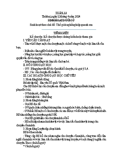 Kế hoạch bài dạy Lớp 5B - Tuần 33 Năm học 2023-2024