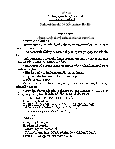 Kế hoạch bài dạy Lớp 5B - Tuần 35 Năm học 2023-2024