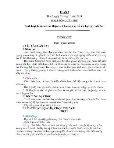 Kế hoạch bài dạy Lớp 5B - Tuần 5 Năm học 2024-2025