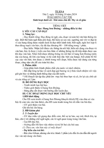 Kế hoạch bài dạy Lớp 5B - Tuần 6 Năm học 2024-2025