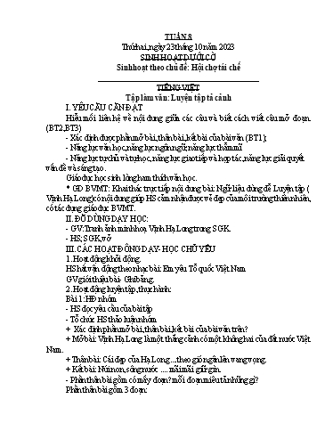 Kế hoạch bài dạy Lớp 5B - Tuần 8 Năm học 2023-2024