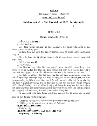 Kế hoạch bài dạy Lớp 5B - Tuần 9 Năm học 2024-2025