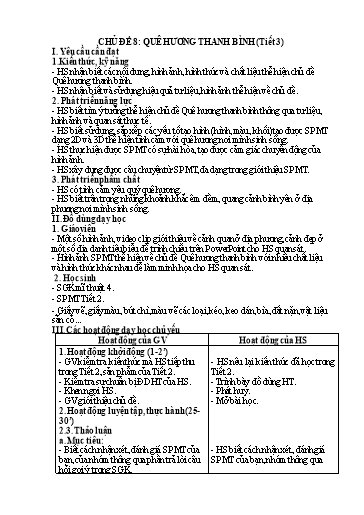 Kế hoạch bài dạy Mĩ Thuật 4 - Chủ đề 8: Quê hương Thanh Bình (Tiết 3)