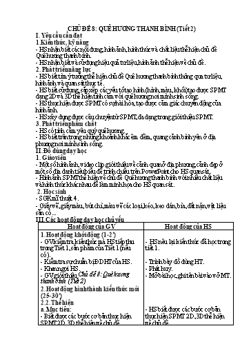 Kế hoạch bài dạy Mĩ Thuật 4 - Chủ đề 8: Quê hương Thanh Bình (Tiết 2)