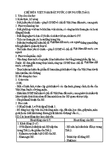 Kế hoạch bài dạy Mĩ Thuật 5 - Chủ đề 8: Việt Nam đất nước, con người (Tiết 3)