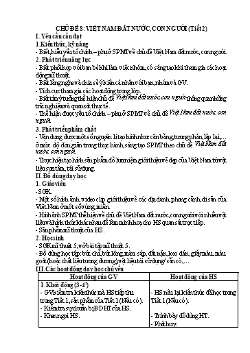 Kế hoạch bài dạy Mĩ Thuật 5 - Chủ đề 8: Việt Nam đất nước, con người (Tiết 2)