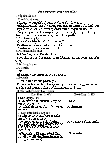 Kế hoạch bài dạy Mĩ Thuật 5 - Ôn tập Tổng hợp cuối năm