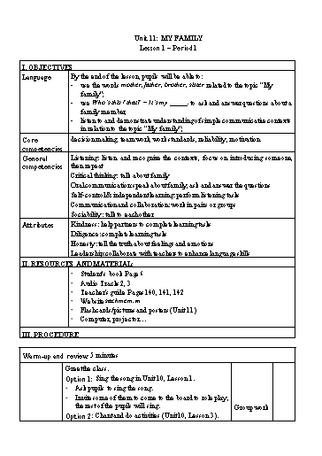 Kế hoạch bài dạy Tiếng Anh 3 - Tuần 19 Năm học 2023-2024 (Lê Thị Xuân)