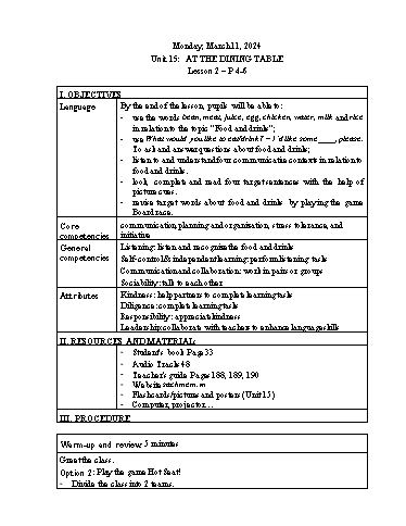 Kế hoạch bài dạy Tiếng Anh 3 - Tuần 27 Năm học 2023-2024 (Lê Thị Xuân)