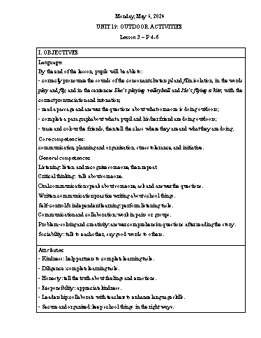 Kế hoạch bài dạy Tiếng Anh 3 - Tuần 35 Năm học 2023-2024 (Lê Thị Xuân)