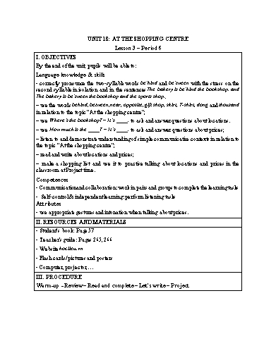 Kế hoạch bài dạy Tiếng Anh 4 - Tuần 33 Năm học 2023-2024 (Lê Thị Xuân)