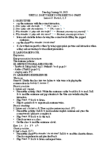 Kế hoạch bài dạy Tiếng Anh 5 - Tuần 22 Năm học 2023-2024 (Lê Thị Xuân)