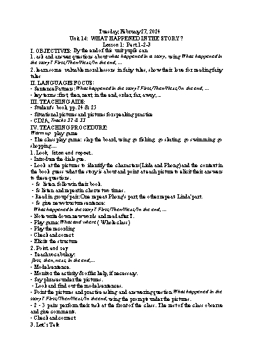 Kế hoạch bài dạy Tiếng Anh 5 - Tuần 25 Năm học 2023-2024 (Lê Thị Xuân)