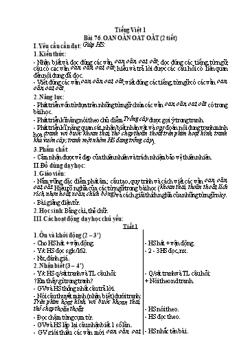 Kế hoạch bài dạy Tiếng Việt 1 - Tuần 17, Bài 76: oan oăn oat oăt