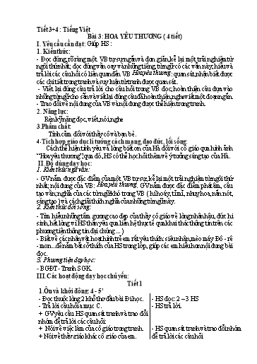Kế hoạch bài dạy Tiếng Việt 1 - Tuần 23, Bài 3: Hoa yêu thương