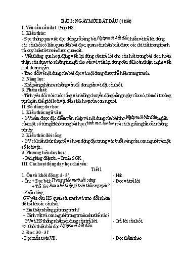 Kế hoạch bài dạy Tiếng Việt 1 - Tuần 31, Bài 3: Ngày mới bắt đầu