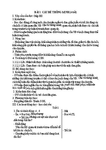 Kế hoạch bài dạy Tiếng Việt 1 - Tuần 33, Bài 1: Cậu bé thông minh
