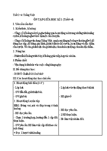 Kế hoạch bài dạy Tiếng Việt 2 - Ôn tập giữa học kì I (Tiết 5+6)