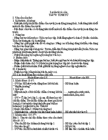 Kế hoạch bài dạy Tiếng Việt 4 - Tuần 12, Tiết 19: Luyện từ và câu: Tính từ