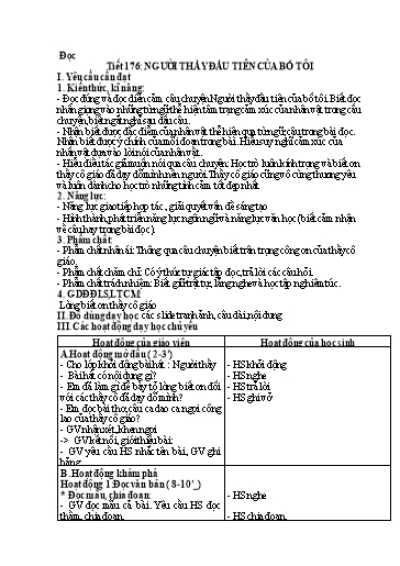 Kế hoạch bài dạy Tiếng Việt 4 - Tuần 26, Tiết 176: Người thầy đầu tiên của bố tôi