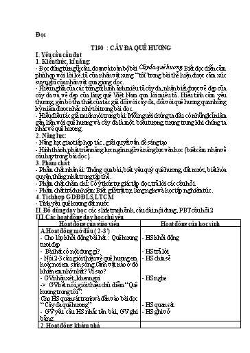 Kế hoạch bài dạy Tiếng Việt 4 - Tuần 28, Tiết 190: Đọc: Cây đa quê hương