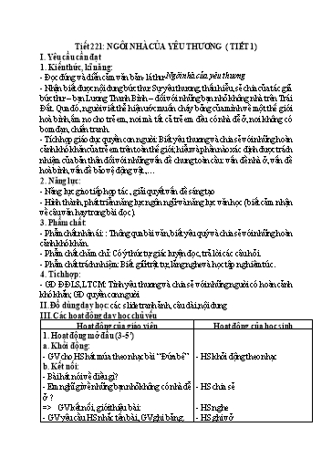 Kế hoạch bài dạy Tiếng Việt 4 - Tuần 32, Tiết 221: Ngôi nhà của yêu thương (Tiết 1)