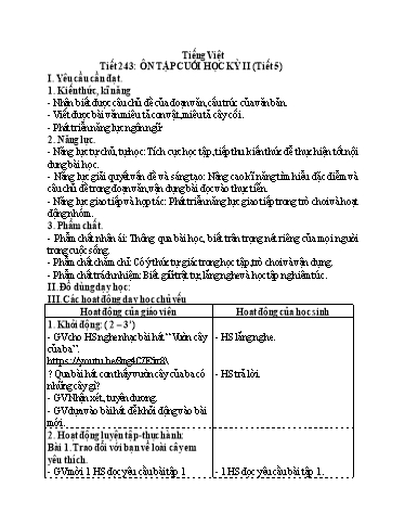 Kế hoạch bài dạy Tiếng Việt 4 - Tuần 35, Tiết 243: Ôn tập cuối học kì II (Tiết 5)