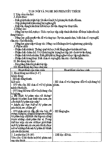 Kế hoạch bài dạy Tiếng Việt 5 - Tiết 119: Nói và nghe: Bộ phim yêu thích