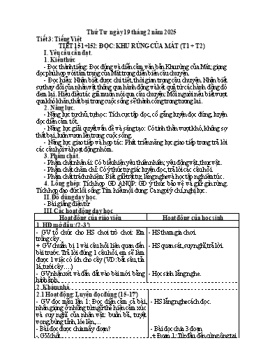 Kế hoạch bài dạy Tiếng Việt 5 - Tiết 151+152: Tập đọc: Khu rừng của mát (Tiết 1+2)
