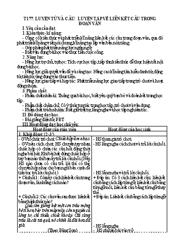 Kế hoạch bài dạy Tiếng Việt 5 - Tiết 177: Luyện từ và câu: Luyện tập về liên kết câu trong đoạn văn