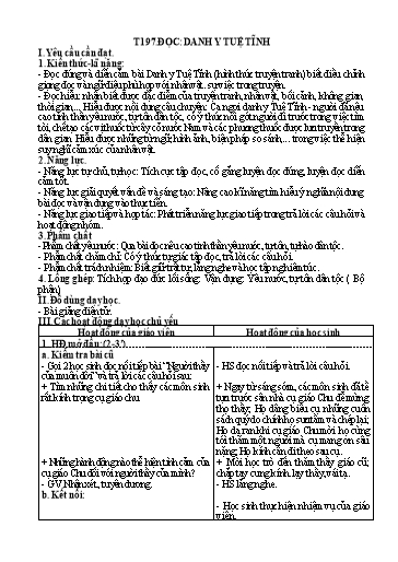 Kế hoạch bài dạy Tiếng Việt 5 - Tiết 197: Tập đọc: Danh y Tuệ Tĩnh