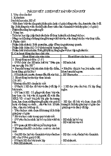 Kế hoạch bài dạy Tiếng Việt 5 - Tiết 223: Viết: Luyện viết bài văn tả người