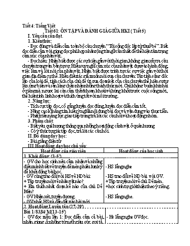 Kế hoạch bài dạy Tiếng Việt 5 - Tiết 61: Ôn tập và đánh giá giữa học kì I (Tiết 5)