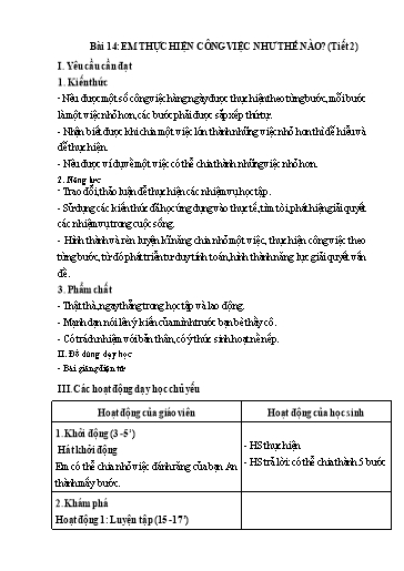 Kế hoạch bài dạy Tin Học 3 - Bài 14: Em thực hiện công việc như thế nào? (Tiết 2)