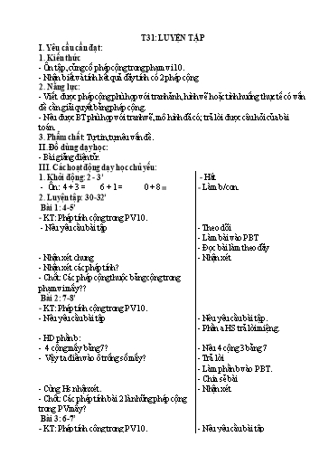 Kế hoạch bài dạy Toán 1 - Tuần 11, Tiết 31: Luyện tập
