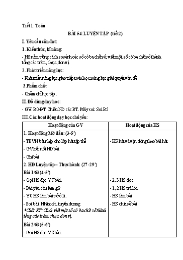 Kế hoạch bài dạy Toán 2 - Bài 54: Luyện tập (Tiết 2)
