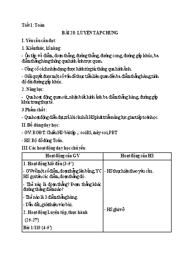 Kế hoạch bài dạy Toán 2 - Tuần 15, Bài 28: Luyện tập chung
